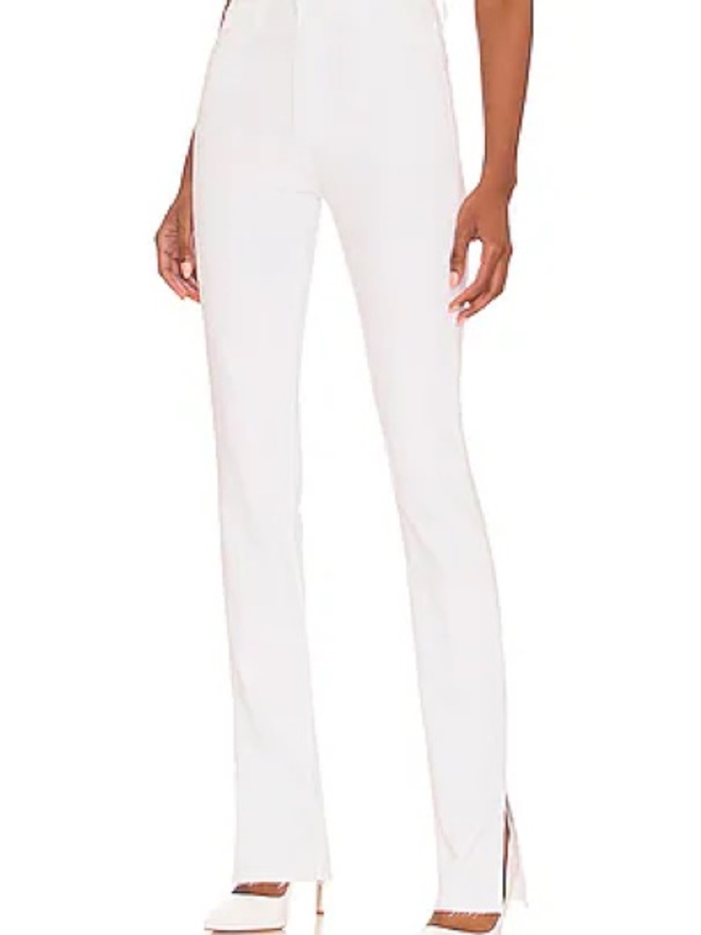 Favorite Daughter Valentina White High-Rise Straight-Leg Jeans with Hem Slit
